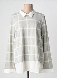 Pull tunique tissage chiné manches longues gris PHILDAR femme