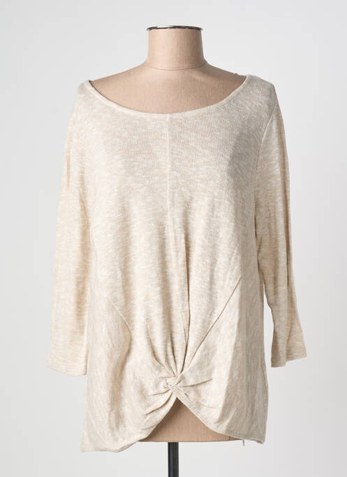 Pull tunique col rond manches longues beige PHILDAR femme
