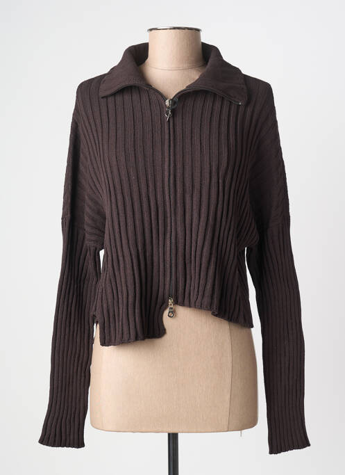Gilet manches longues stretch marron SARAH PACINI femme