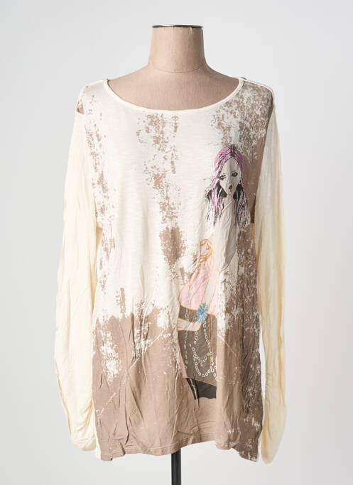 T-shirt imprimé fantaisie manches longues beige PHILDAR femme