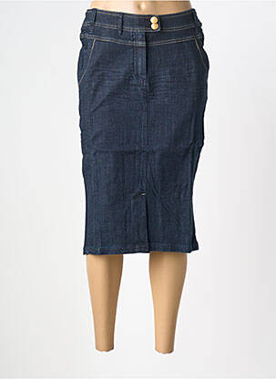 Jupe mi-longue coupe droite bleu PHILDAR femme