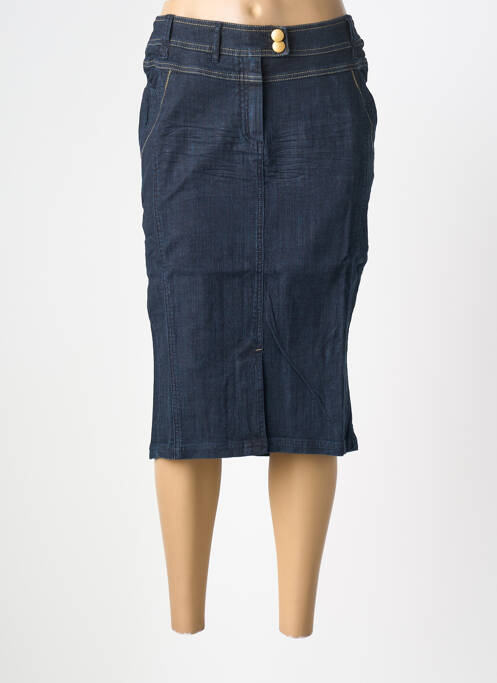 Jupe mi-longue coupe droite bleu PHILDAR femme