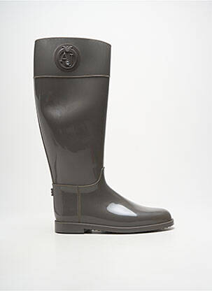 Bottes tissage satiné talon plat jusqu'à 3cm gris ARMANI femme
