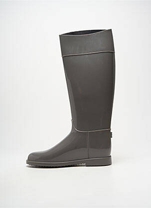 Bottes tissage satiné talon plat jusqu'à 3cm gris ARMANI femme