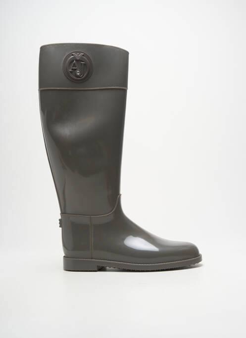 Bottes tissage satiné talon plat jusqu'à 3cm gris ARMANI femme