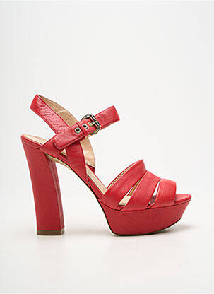 Sandales/nu pieds semi compensé talon haut de 10cm et plus rouge GUESS femme