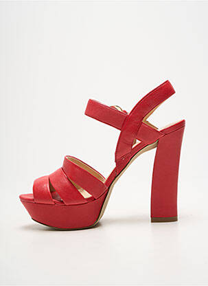 Sandales/nu pieds semi compensé talon haut de 10cm et plus rouge GUESS femme