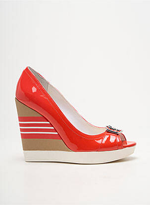 Escarpins matière lisse talon haut de 10cm et plus orange GUESS femme