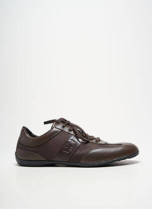 Baskets tissage satiné bout rond marron ARMANI homme