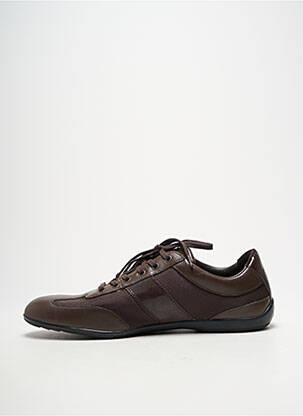 Baskets tissage satiné bout rond marron ARMANI homme