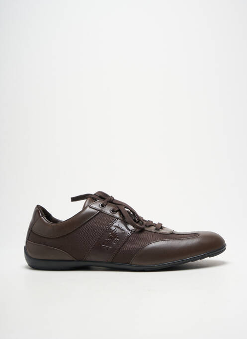 Baskets tissage satiné bout rond marron ARMANI homme