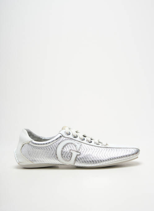 Baskets tissage satiné talon plat jusqu'à 3cm argent GUESS femme