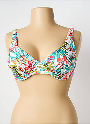 Haut de maillot de bain stretch haut soutien-gorge emboitant blanc LAGON BLEU femme