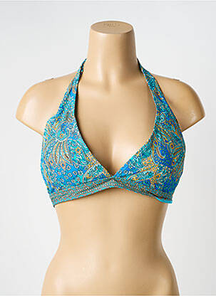 Haut de maillot de bain stretch haut soutien-gorge moulé bleu LAGON BLEU femme