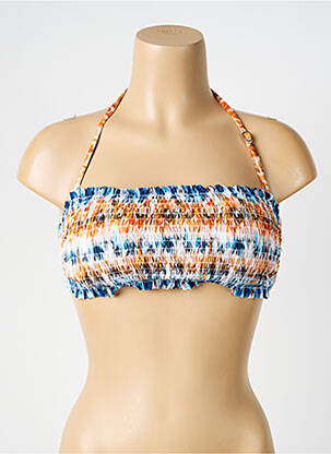 Haut de maillot de bain stretch haut soutien-gorge moulé bleu POWER FLOWER femme