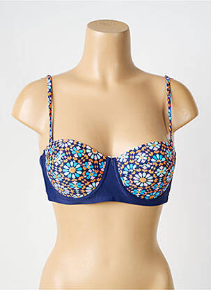 Haut de maillot de bain stretch haut soutien-gorge balconnet bleu RAE femme