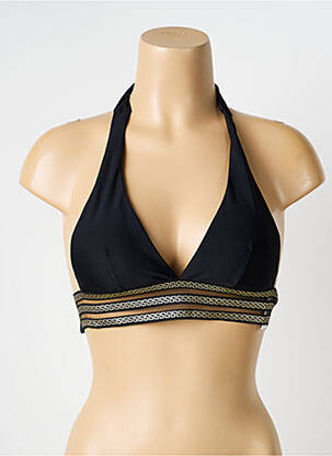 Haut de maillot de bain stretch haut soutien-gorge moulé noir POWER FLOWER femme