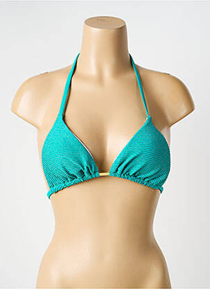 Haut de maillot de bain stretch haut triangles vert LAGON BLEU femme