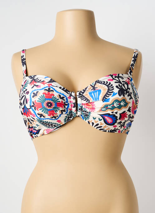 Haut de maillot de bain stretch haut soutien-gorge emboitant blanc LAGON BLEU femme