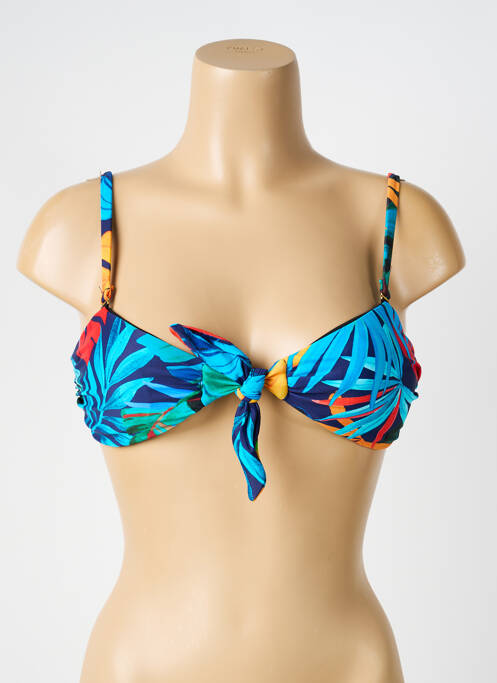 Haut de maillot de bain stretch haut soutien-gorge moulé bleu HIBIKINI femme