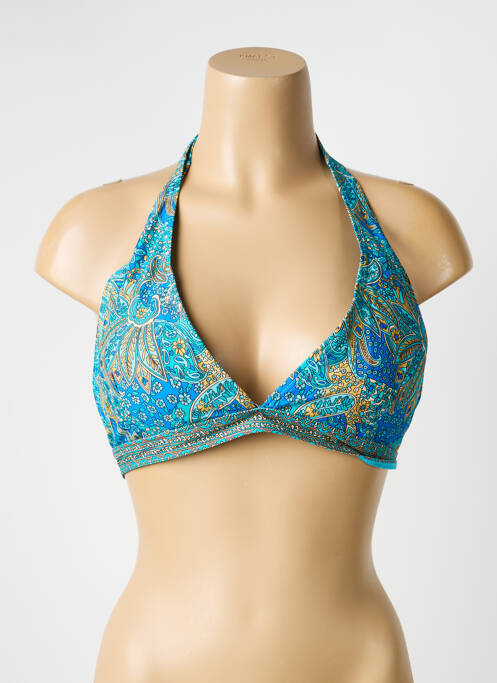 Haut de maillot de bain stretch haut soutien-gorge moulé bleu LAGON BLEU femme