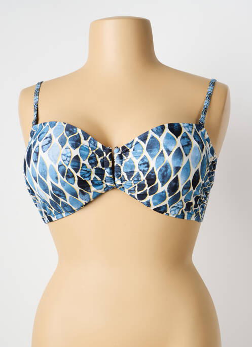 Haut de maillot de bain stretch haut bandeau bleu LAGON BLEU femme