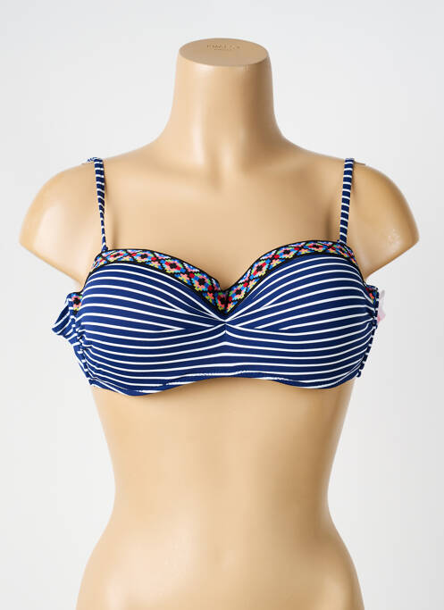 Haut de maillot de bain stretch haut soutien-gorge balconnet bleu NEUFRED femme