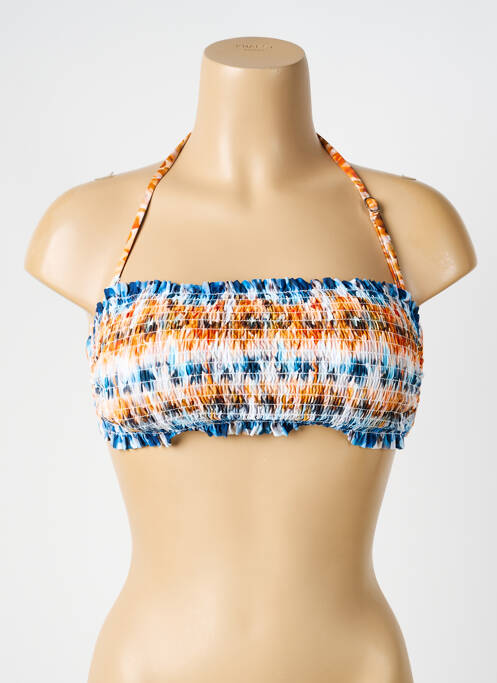 Haut de maillot de bain stretch haut soutien-gorge moulé bleu POWER FLOWER femme