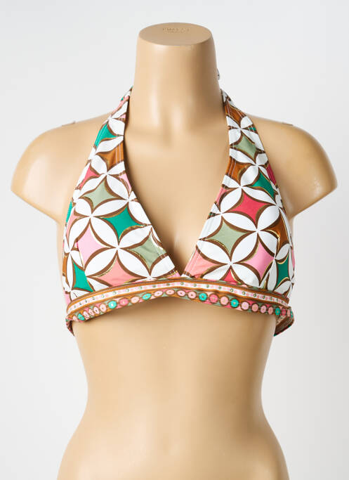 Haut de maillot de bain stretch haut soutien-gorge moulé marron LAGON BLEU femme