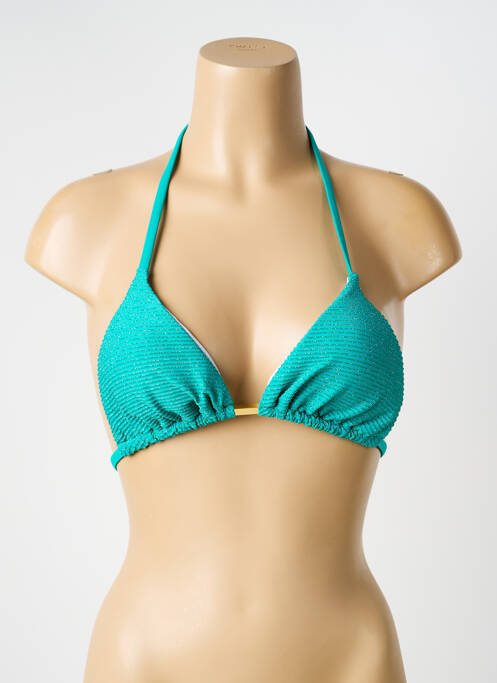 Haut de maillot de bain stretch haut triangles vert LAGON BLEU femme