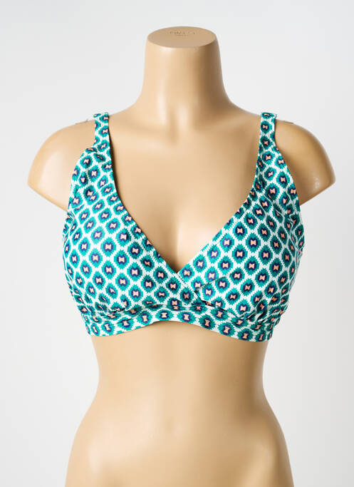 Haut de maillot de bain stretch haut soutien-gorge moulé vert LAGON BLEU femme