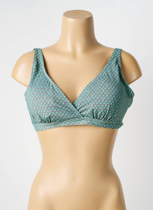 Haut de maillot de bain stretch haut soutien-gorge moulé vert LAGON BLEU femme