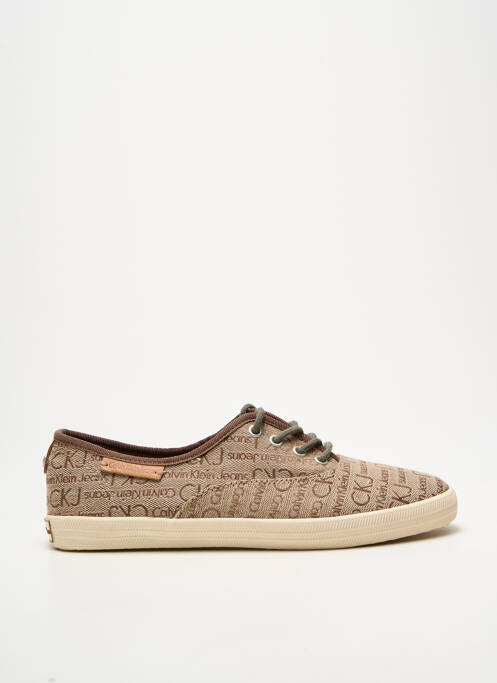 Baskets bout rond talon plat jusqu'à 3cm marron CALVIN KLEIN femme