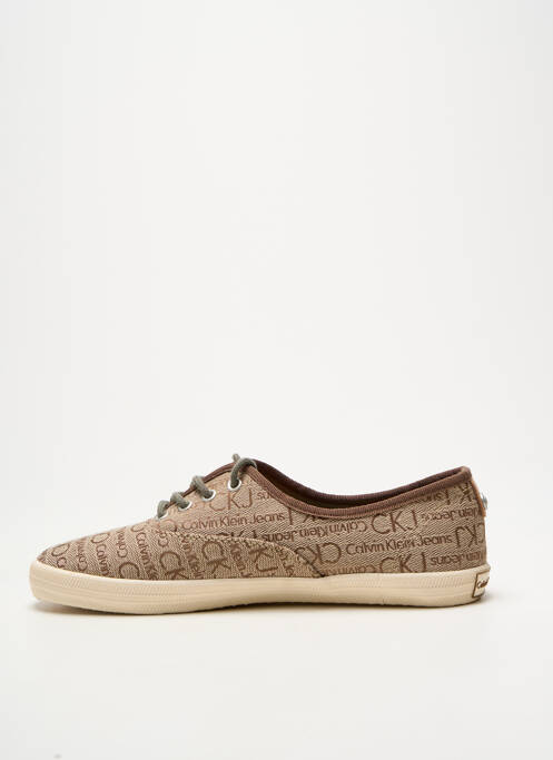 Baskets bout rond talon plat jusqu'à 3cm marron CALVIN KLEIN femme