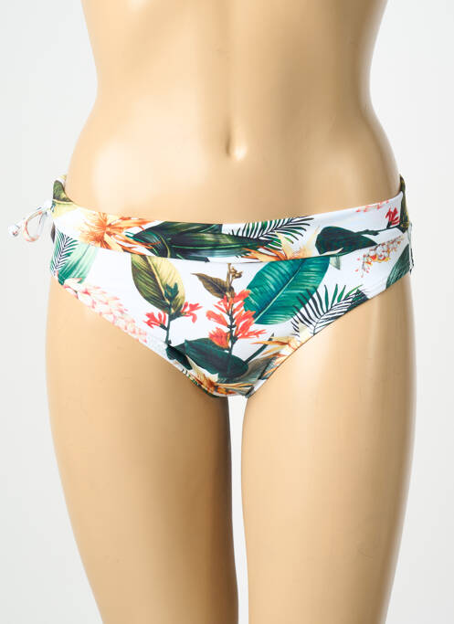 Bas de maillot de bain imprimé fantaisie culotte blanc LAGON BLEU femme