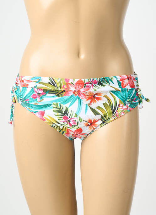 Bas de maillot de bain imprimé tie and dye culotte blanc LAGON BLEU femme
