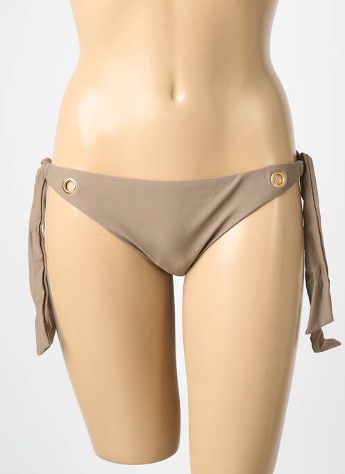 Bas de maillot de bain stretch bikini marron HIBIKINI femme