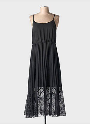 Robe longue tissage crêpe fines bretelles noir CREAM femme