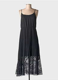 Robe longue manches bretelles ajustables fines bretelles noir CREAM femme