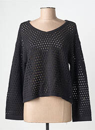 Pull maille ajourée manches longues noir CREAM femme