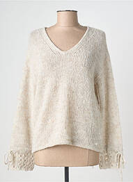 Pull col v manches longues beige CREAM femme