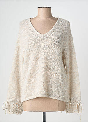 Pull col v manches longues beige CREAM femme