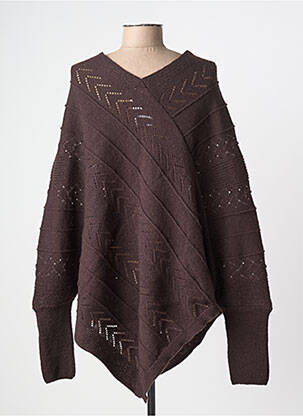 Pull col v manches longues marron CREAM femme