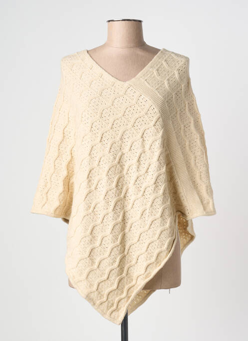Poncho col v beige CREAM femme