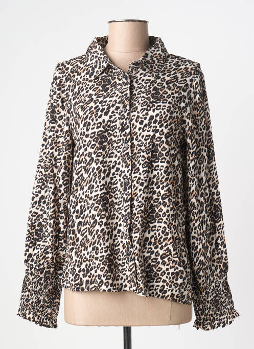 Chemisier imprimé fantaisie manches longues beige MOLLY BRACKEN femme