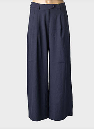 Pantalon large tissage crêpe taille haute bleu MOLLY BRACKEN femme