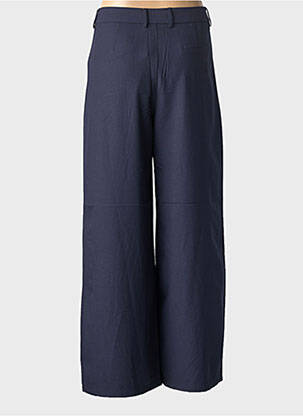 Pantalon large tissage crêpe taille haute bleu MOLLY BRACKEN femme