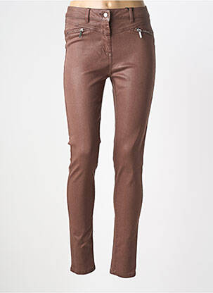 Jeans skinny stretch taille basse marron JULIE GUERLANDE femme