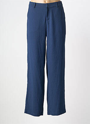 Pantalon droit tissage crêpe taille normale bleu CREAM femme
