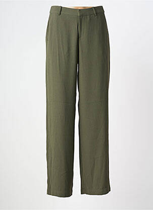Pantalon droit fermeture zippée sous rabat avec crochet taille normale vert CREAM femme
